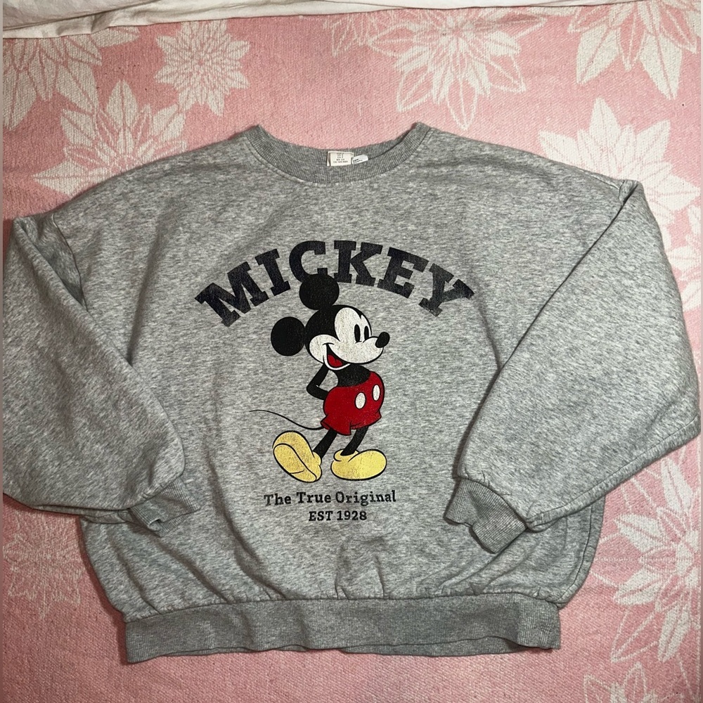 Disney Mickey Mouse Gray Crewneck Sweater